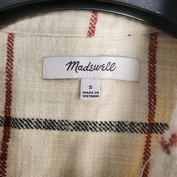 Madewell Oversized Ex-Boyfriend Flannel Shirt in Windowpane Print Size S - Picture 5 of 7